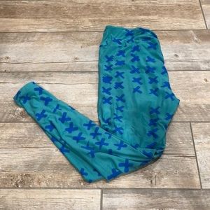 NWOT TEAL & BLUE CROSS LEGGINGS